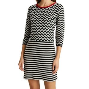 Weekend MaxMara Black and White Stripe Tacco Knit Sweater Dress Size M